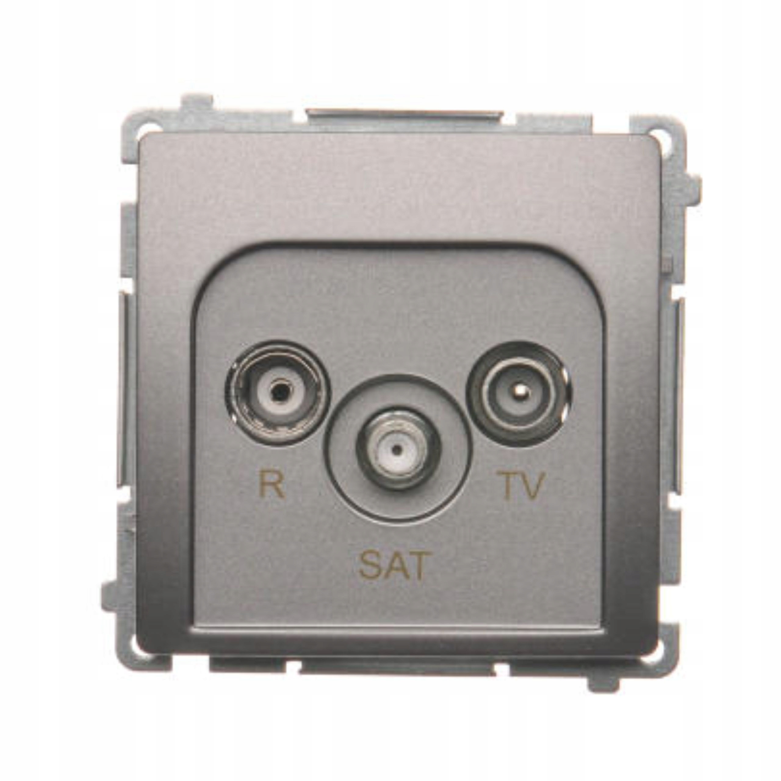 Simon Basic Anténní zásuvka R-tv-sat průchozí 10dB inox