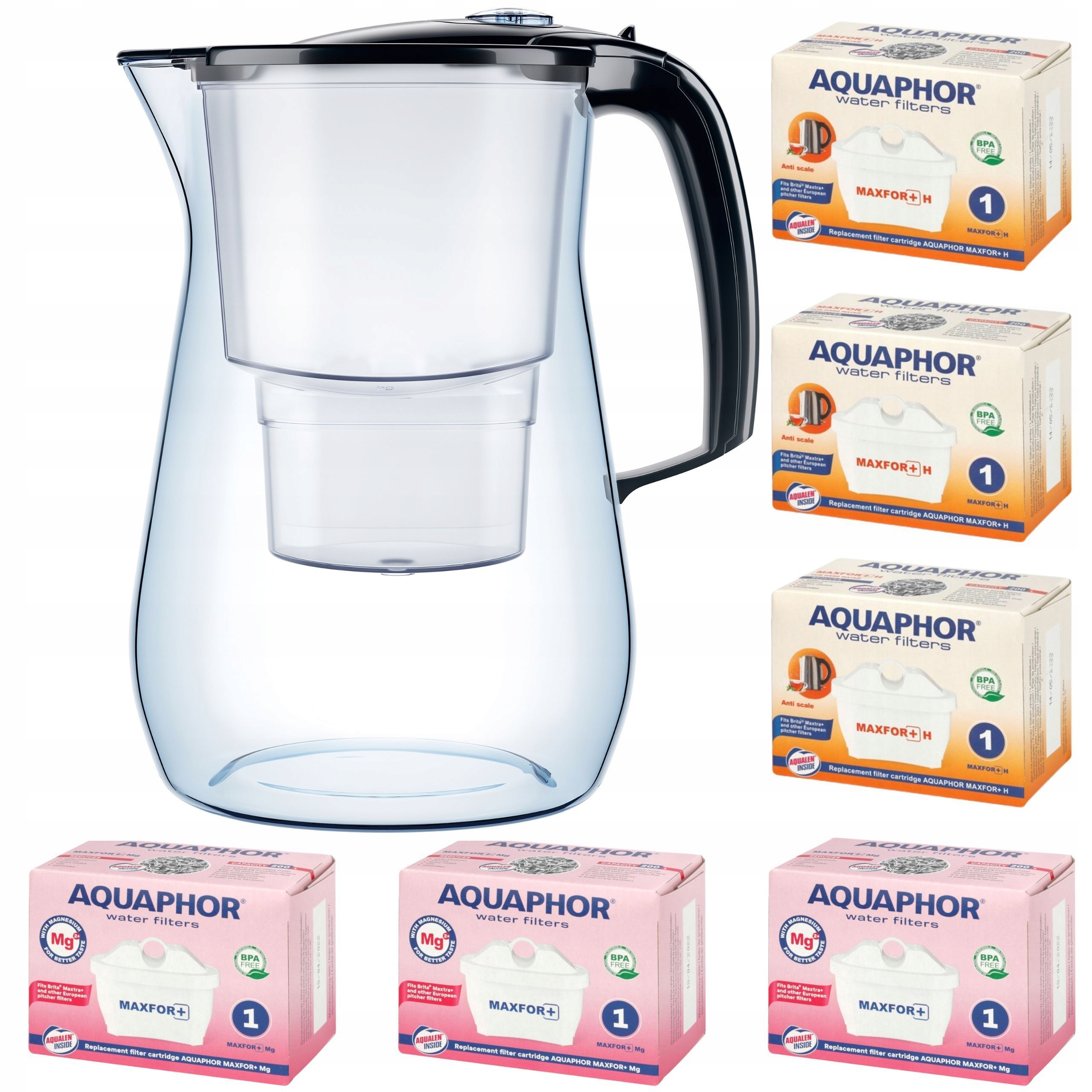 Filtrační konvice Aquaphor Onyx 4,2 l 6 náplní (3 mg 3H), černá Set