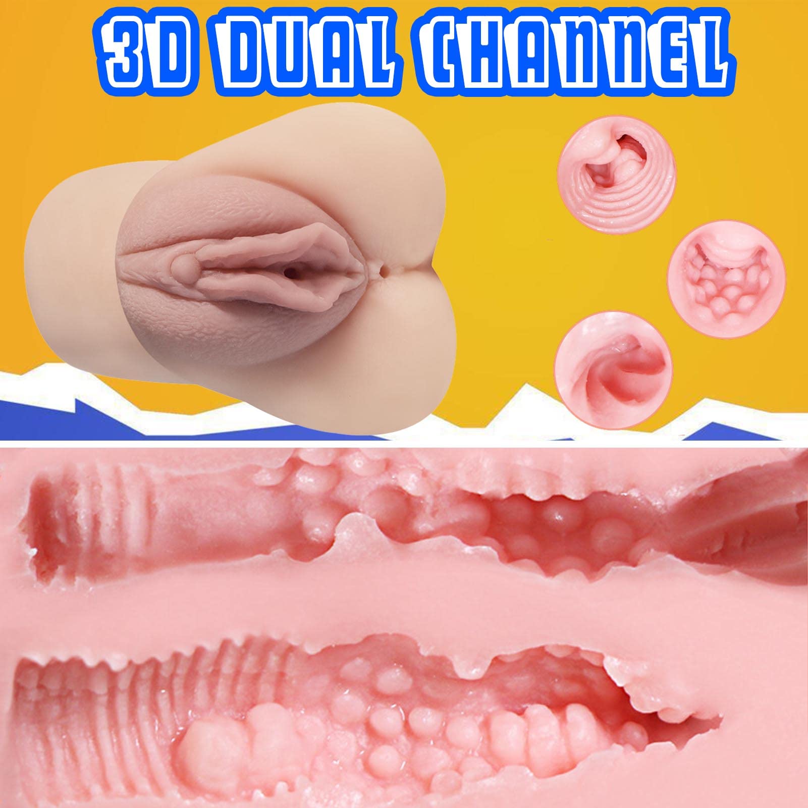 HBTTFR Masturbator 2w1 Dla Mężczyzn Kompaktowy 3D Vagina Klitoris 750G — miniatura 3