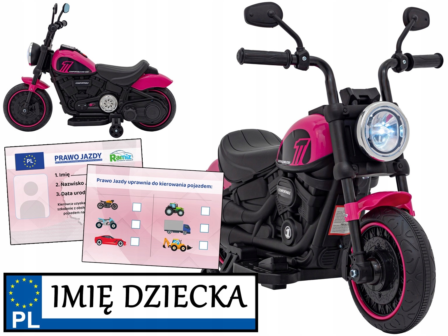 trójkołowy Motor dla dzieci Chopper Faster Tablica Imienna krążownik szos