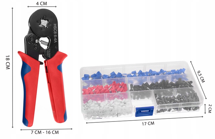 ZACISKARKA PRASKA KABLI TULEJEK KOŃCÓWEK ZESTAW Maksymalny przekrój przewodu 10 mm²