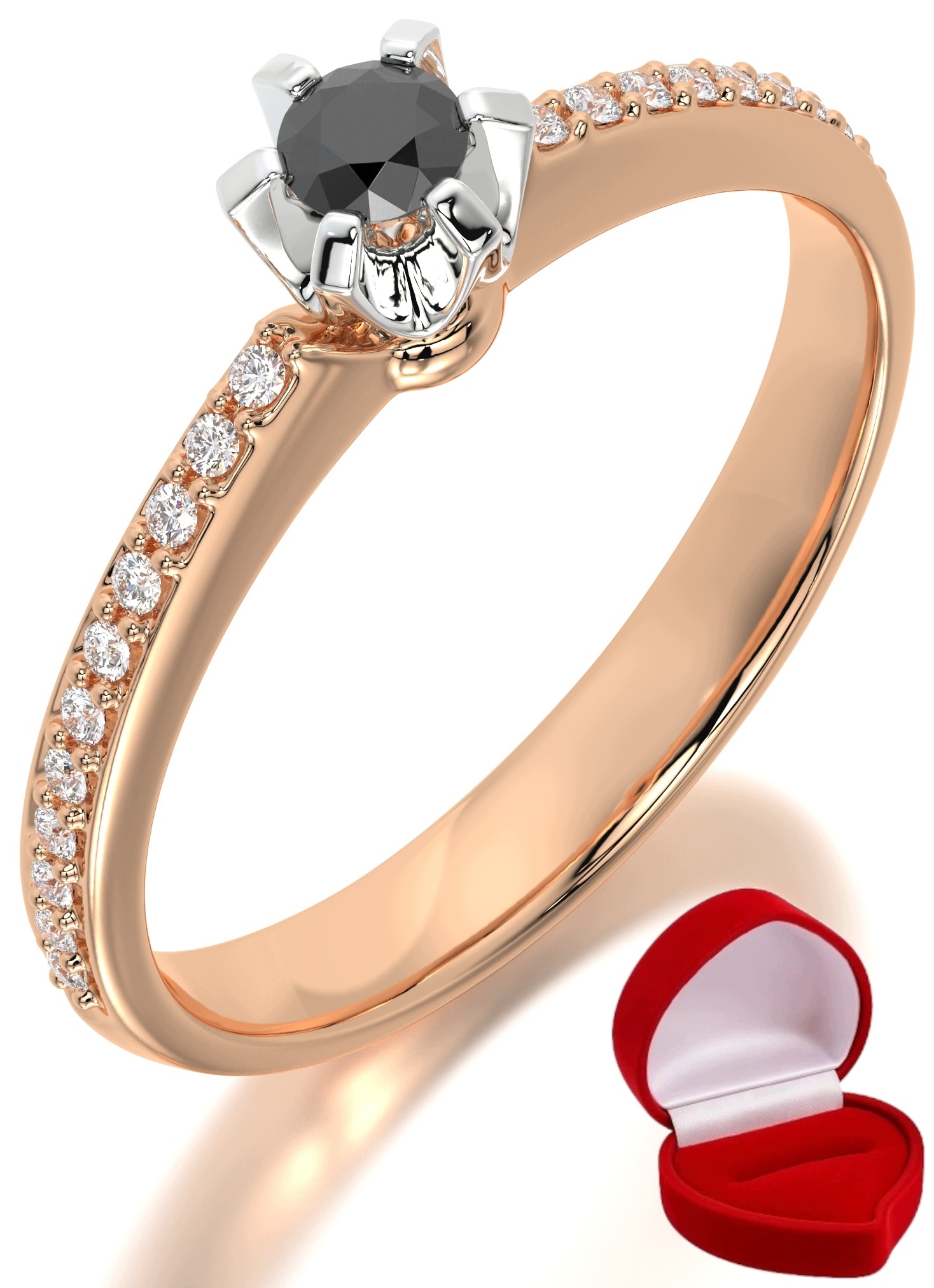 Zlatý Prstýnek 585 14k Brylant Č. 0,09 ct Růžové Zlato R7