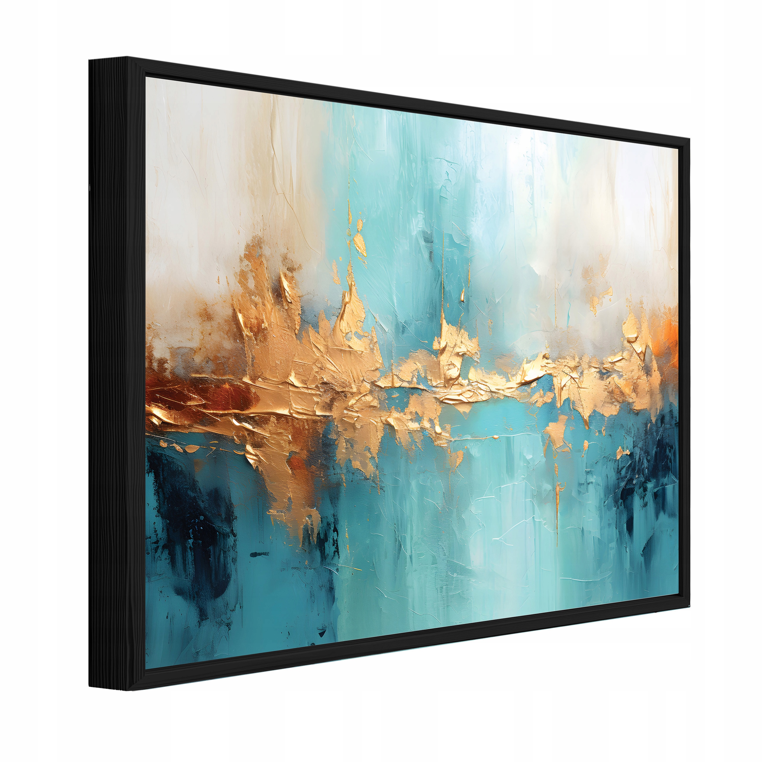 Obraz V Černém Rámu Na Plátně Abstrakce Turkus Obývací Pokoj Ložnice 60x40