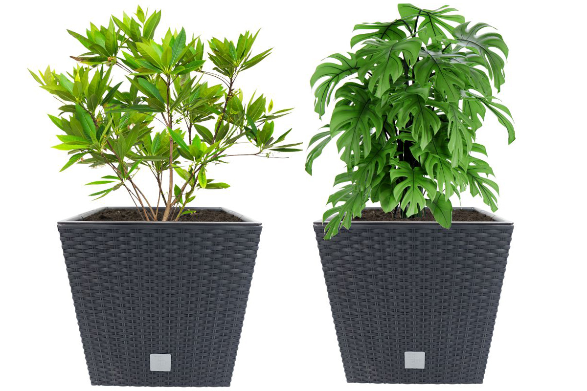 DONICZKA Z WKŁADEM OZDOBNA DO OGRODU DOMU na taras Antracyt DONICA zew. Marka Prosperplast