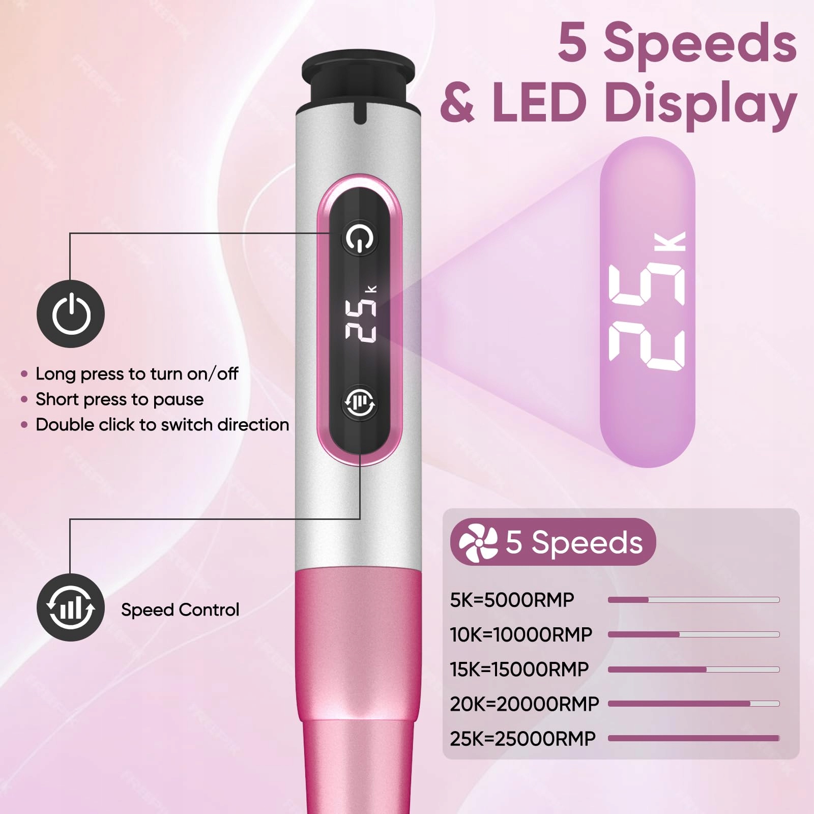 OUKZON Frezarka Do Paznokci Bezprzewodowa 12w1 Zestaw Manicure Pedicure — miniatura 4