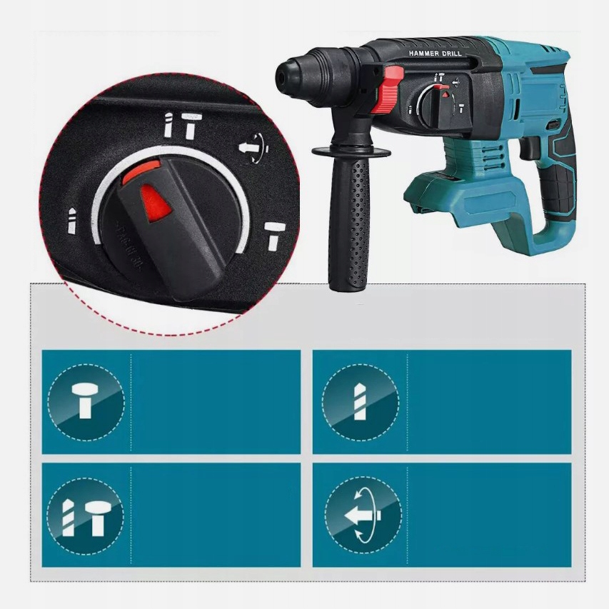 WIERTARKA UDAROWA Z 4 FUNKCJAMI AKUMULATOROWA WIERTARKA UDAROWA W BETONIE Zasilanie baterie