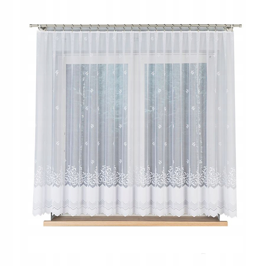 Záclony Záclona Krátká Záclona Žakárová Bílá Lehká Na Pásku Š450x125