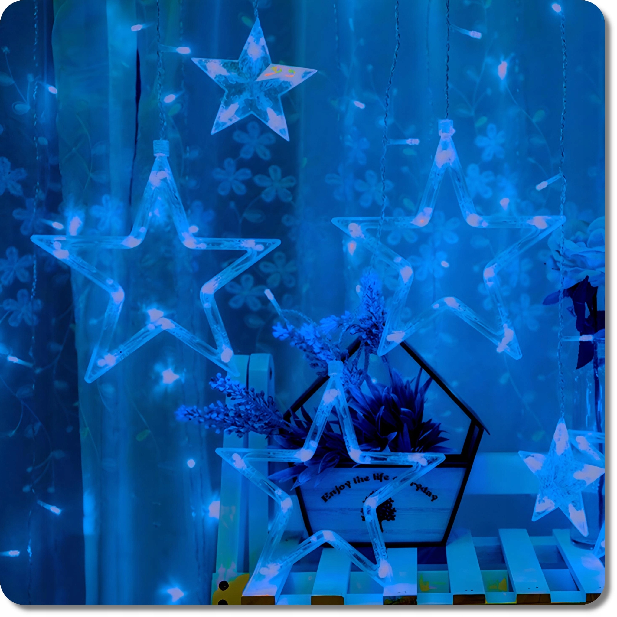 GWIAZDKI CHOINKOWE LED WISZĄCE GIRLANDA LAMPKI ŚWIĄTECZNE KURTYNA LED Długość sznura 4.1 m