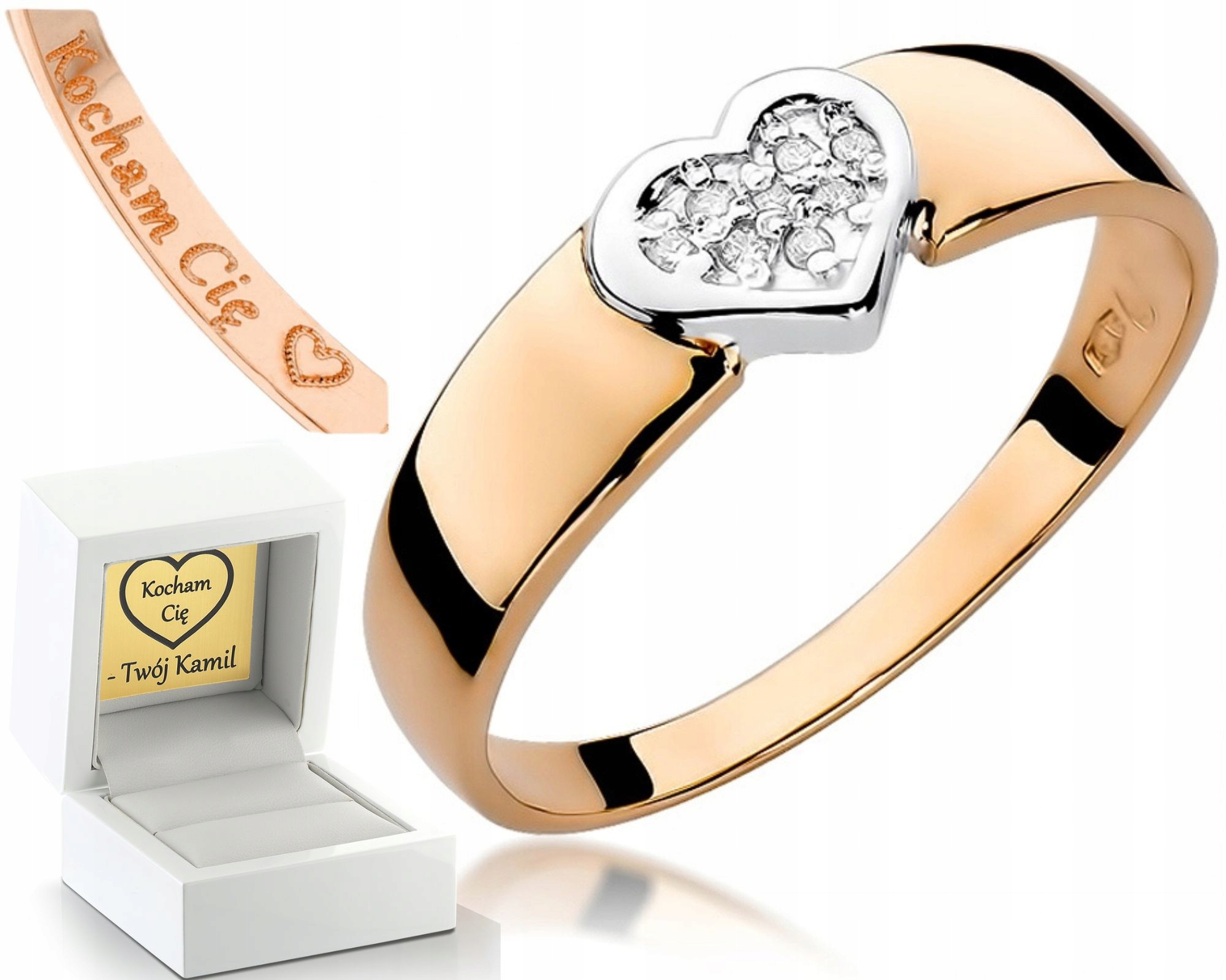 Prstýnek S Diamantem Srdce Z Růžového Zlata 585