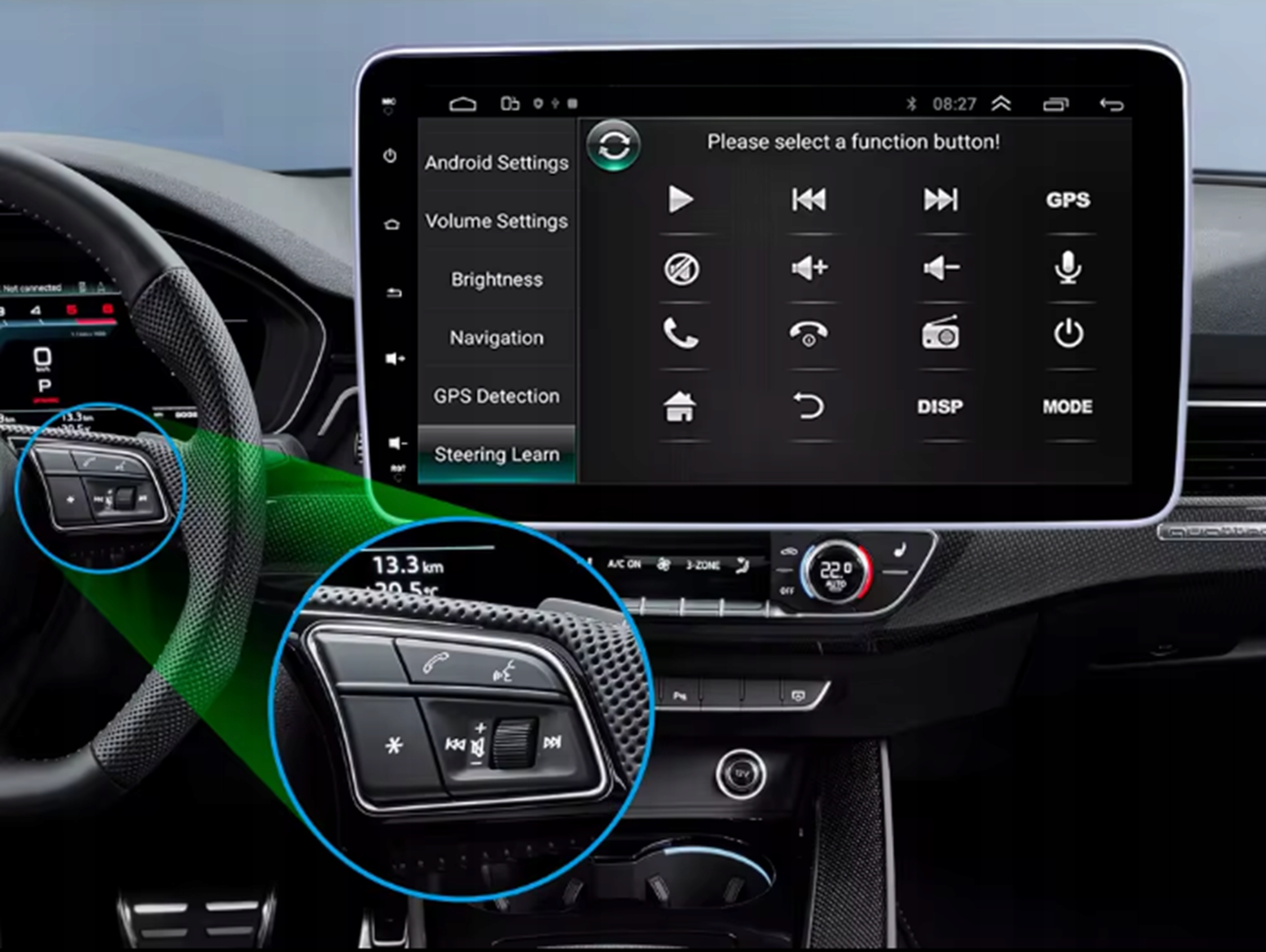 Radio Samochodowe 1DIN 9'' 2/32GB AndroidAutoCarPlay RDS BT USB WiFi OBRÓT Montaż 1-DIN