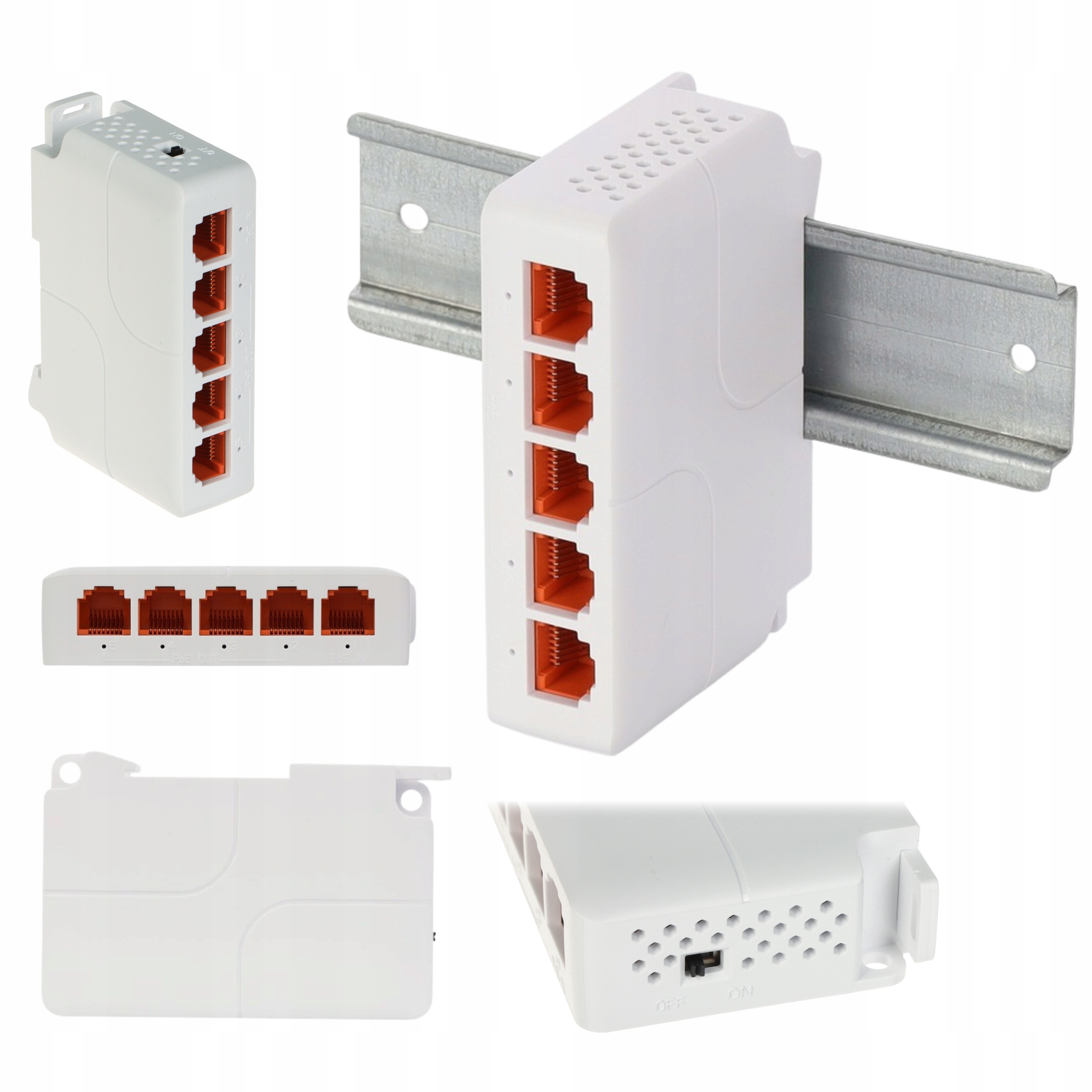 Extender PoE Pulsar EXT-POEG4DIN 1x PoE In, 4x PoE Out, Gigabit, na TH35