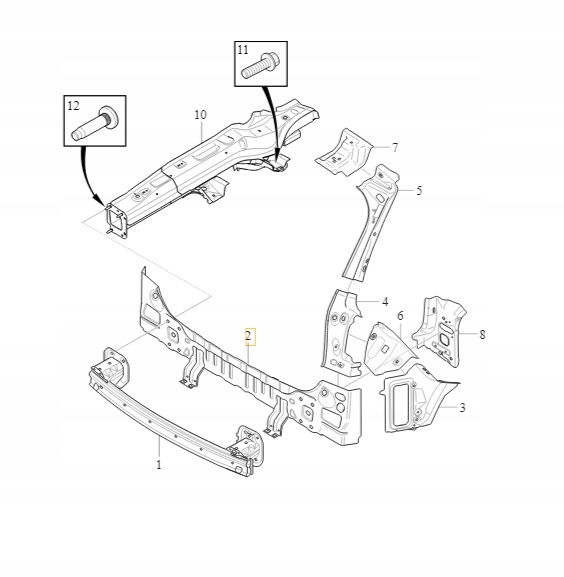 Volvo XC60 II zesílení zadního pásu stěny zavazadlového prostoru