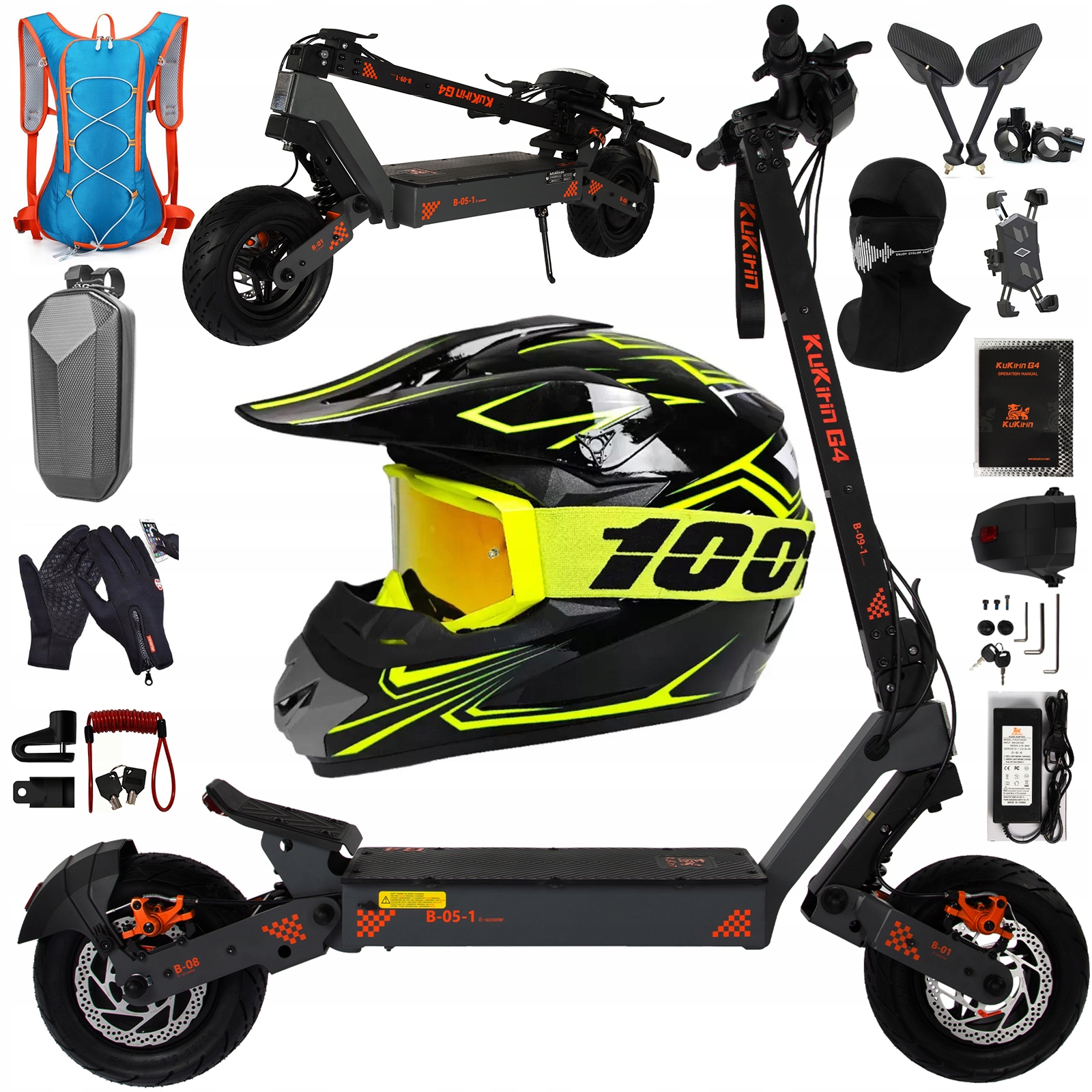 11" Elektrická koloběžka Kukirin G4 Offroad pro dospělé, 2400W, rychlost až 70 km/h, baterie 60V 20Ah, dojezd až 75 km