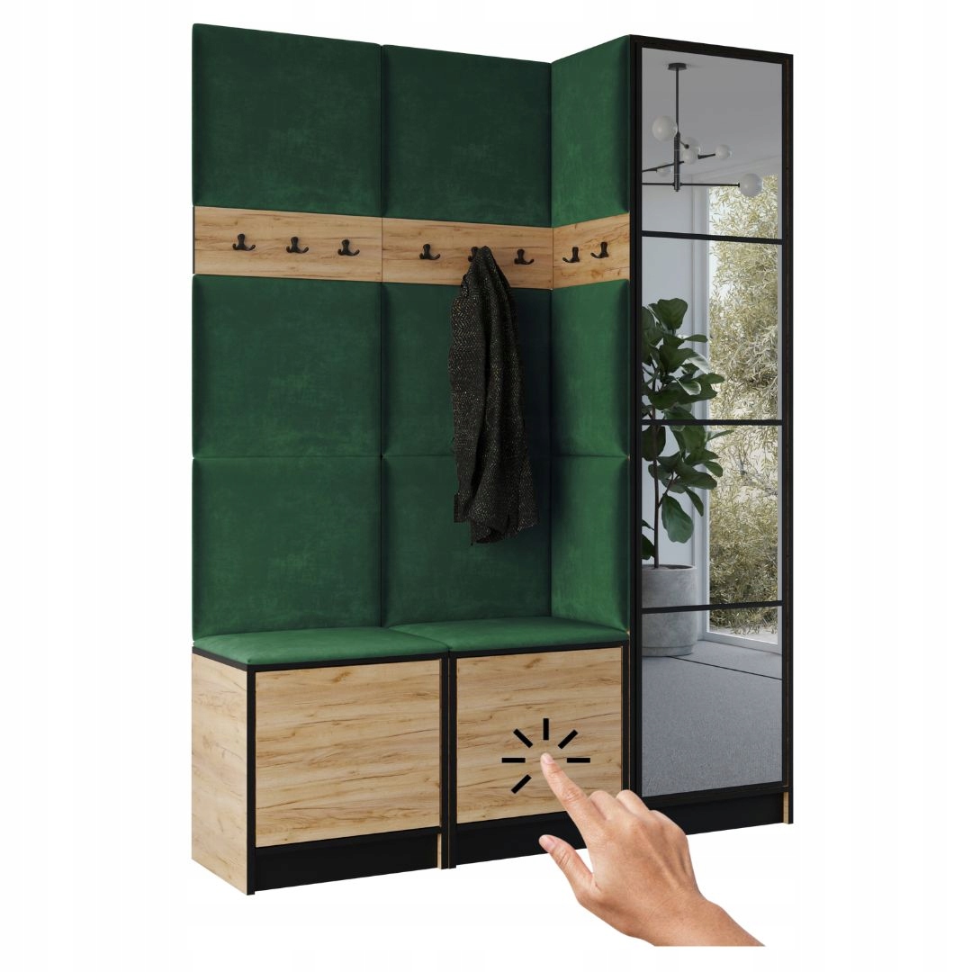 Šatní skříň Costa 20 dub craft zlatý zelená tkanina Vzor 1