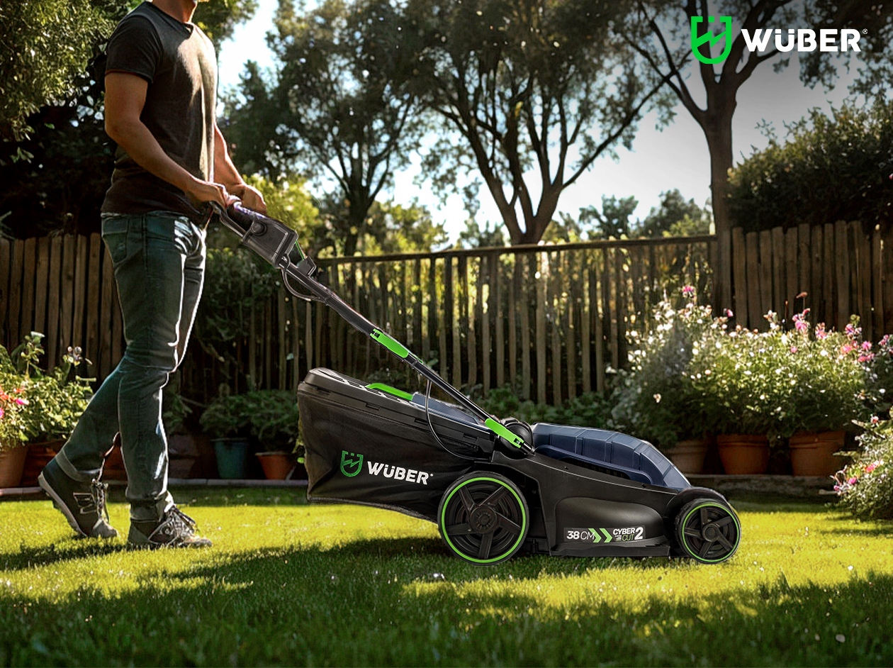 KOSIARKA ELEKTRYCZNA LEKKA MOCNA DO TRAWY Z REGULACJĄ DUŻY KOSZ WUBER Szerokość koszenia 38 cm