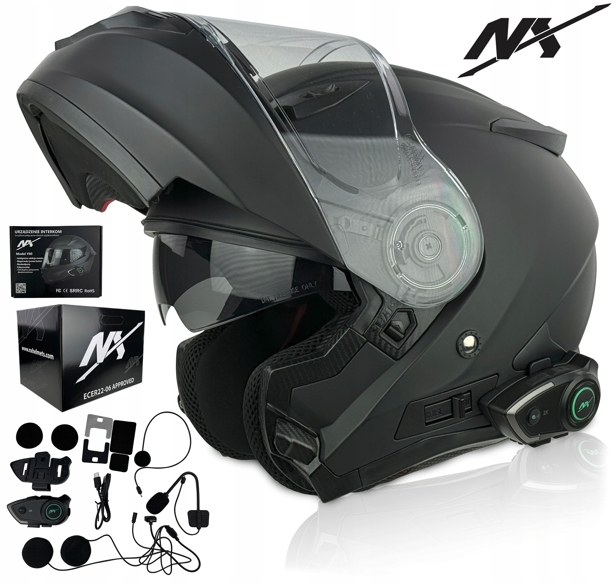 KASK MOTOCYKLOWY NX TOURISM r.L NX INTERKOM|BLUETOOTH |ZESTAW SŁUCHAWKOWY