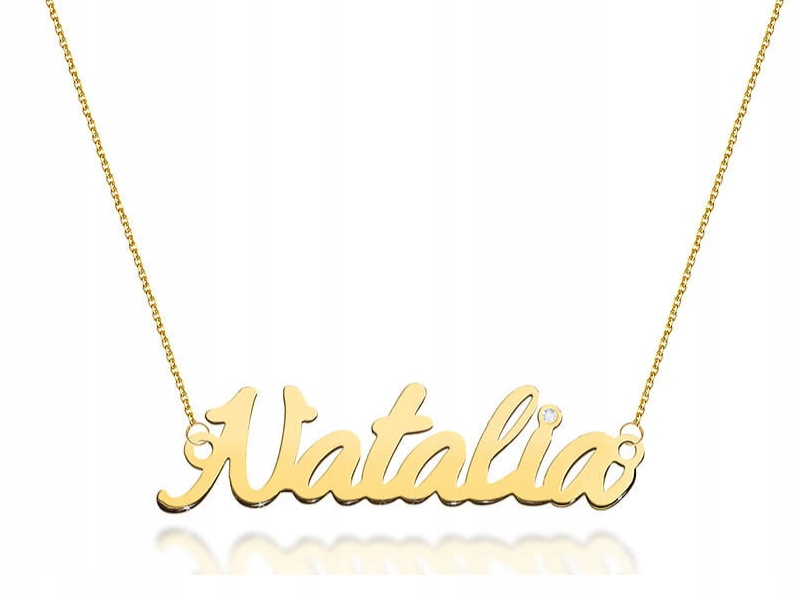 Zlatý náhrdelník 585 jméno natalia diamanty 1,35g módní vzor jako dárek 14k