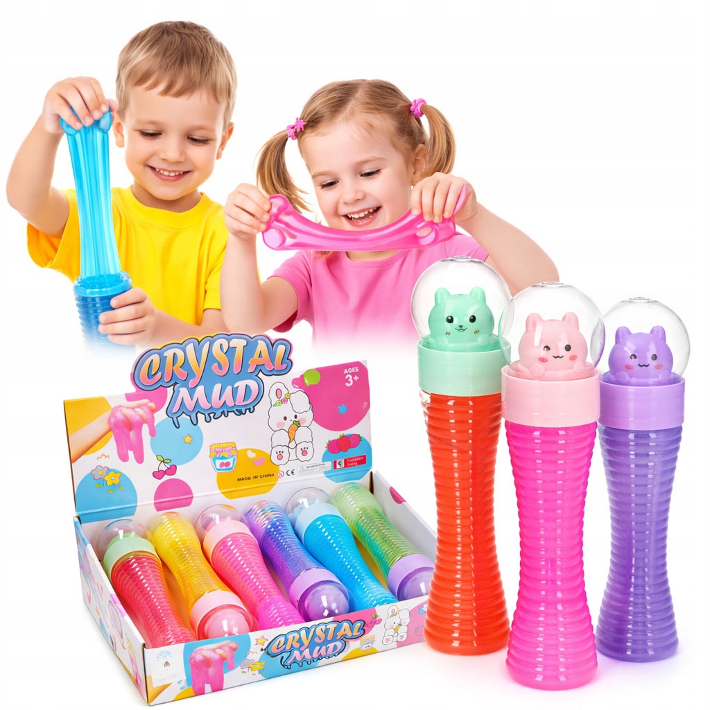 GLUTEK SLIME CRYSTAL MUD Z BROKATEM MIŚ MIX 6 SZT