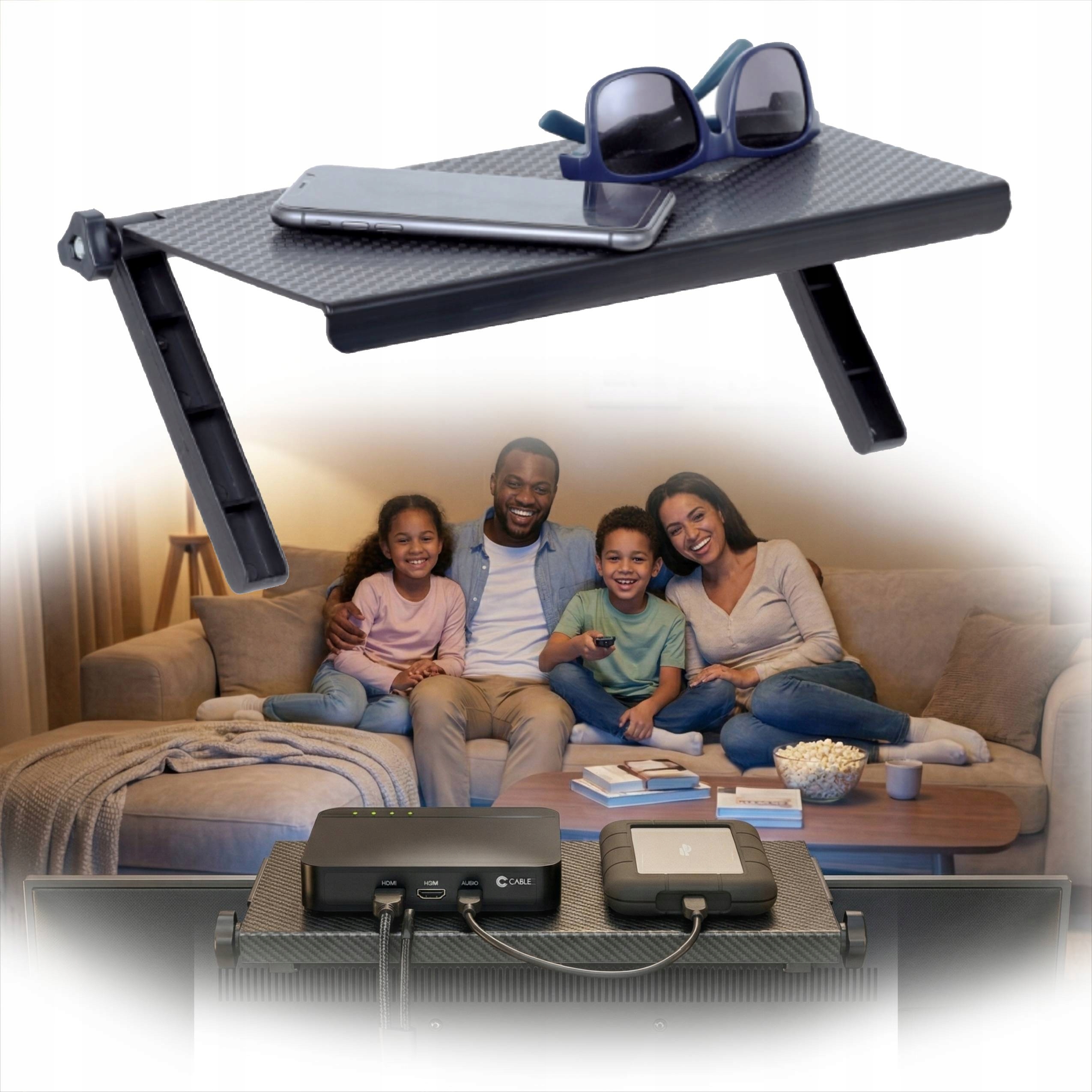 Półka pod Dekoder na Telewizor TV Monitor Regulowana Uchwyt na Dekoder DVBT