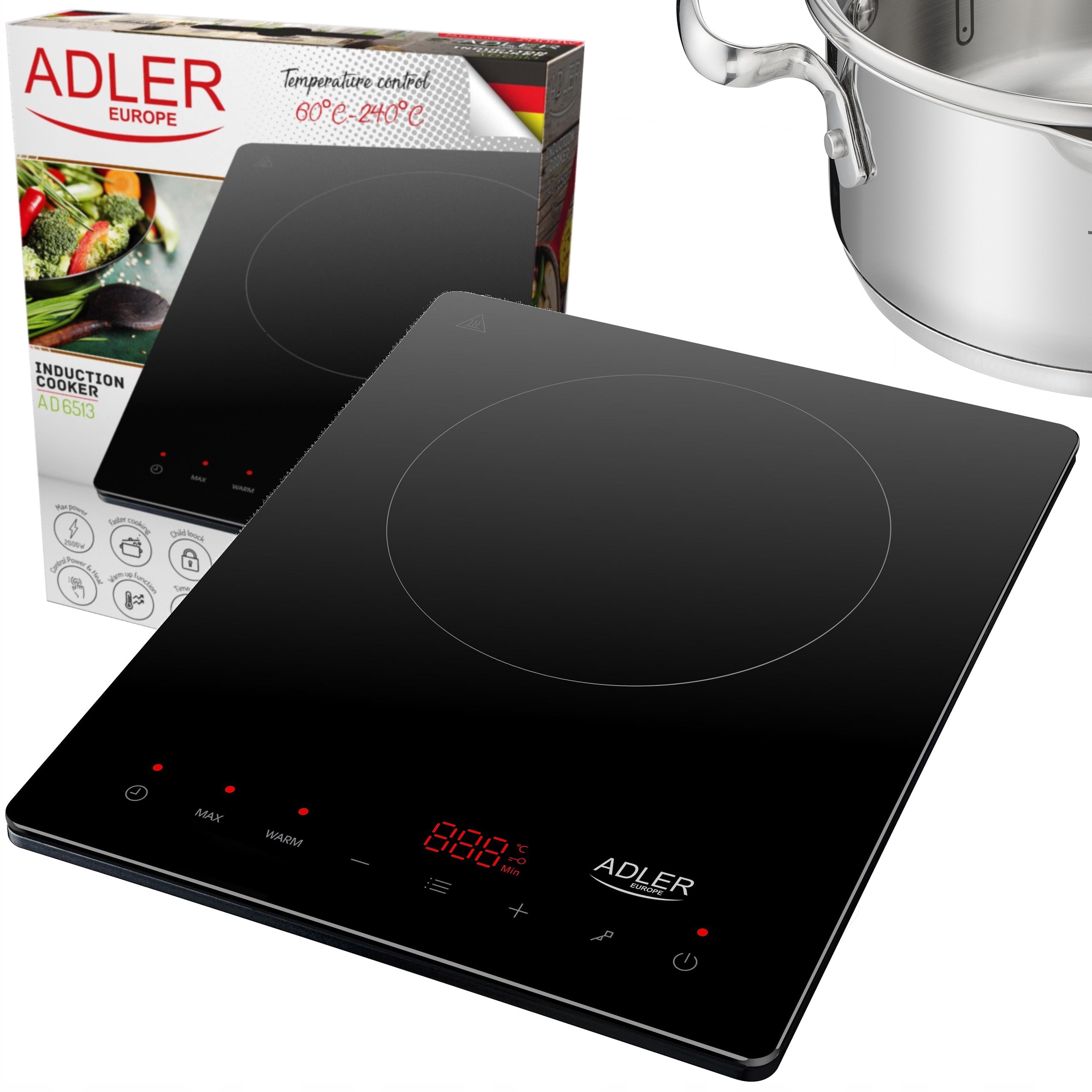 Kuchenka Indukcyjna Jednopalnikowa Elektryczna Turystyczna Przenośna 2000W