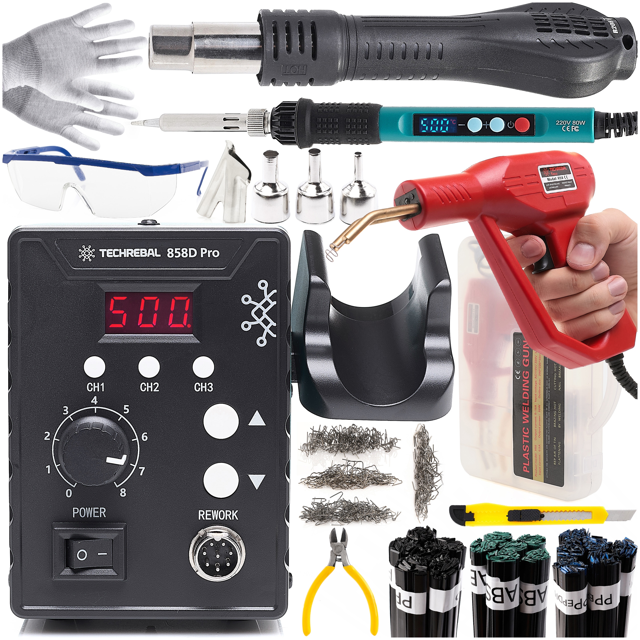Svářečka Plastů Pájecí Stanice 858D Sešívačka Sada Pojiv Bot