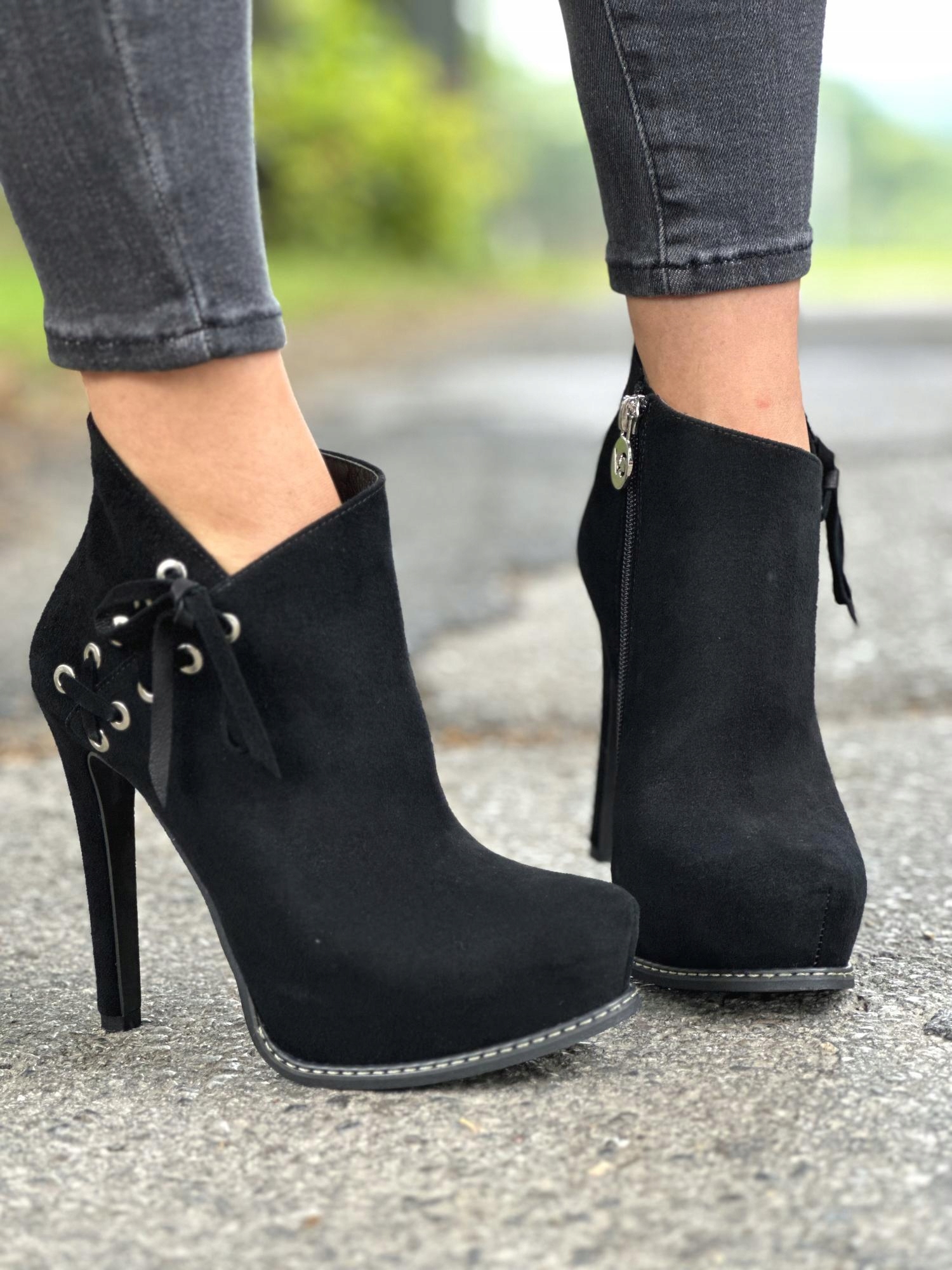 Czarne botki damskie skórzane Oleksy R39 Rozmiar 39