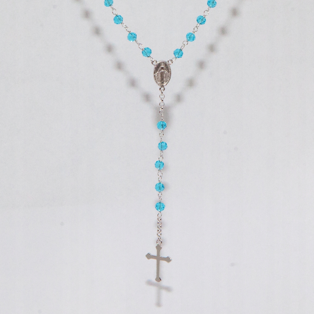 Stříbrný růženec stříbro 925 modré korálky svaté přijímání svatý křest