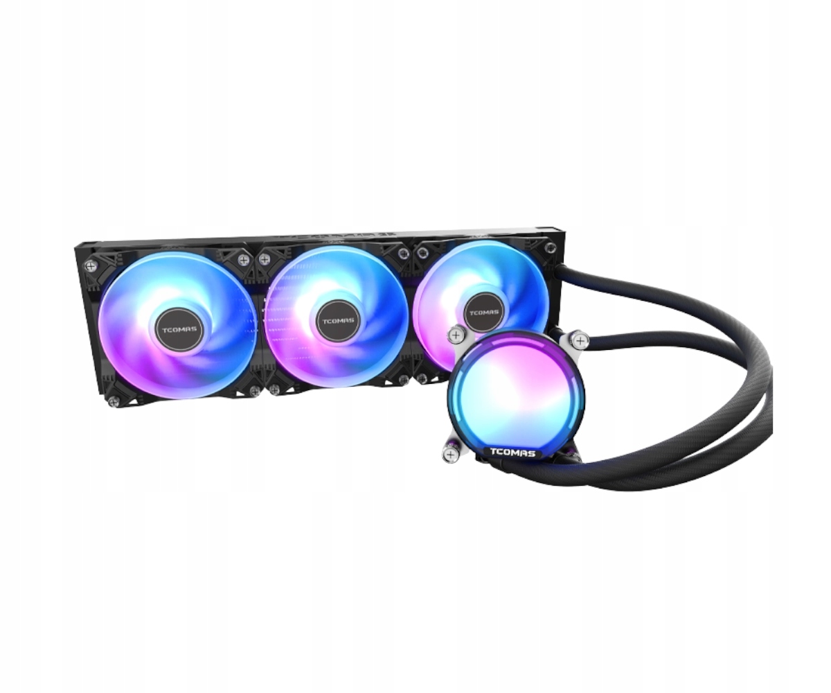 Chłodzenie wodne Aio Tcomas LE100 360 Argb 3x120mm do 2500 Rpm Czarne