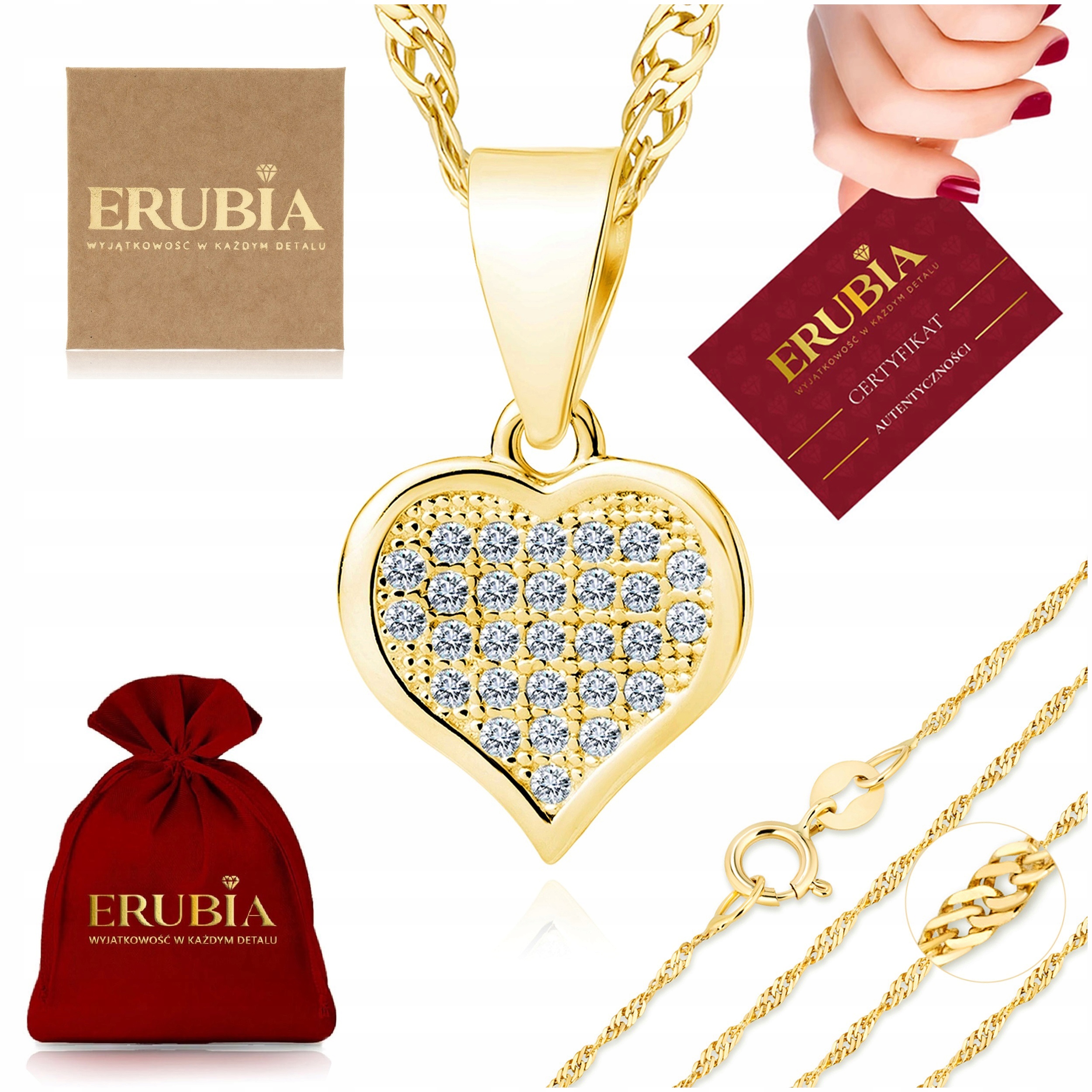 Zlatý Náhrdelník Se Srdcemi A Zirkony, Řetízek Ze Stříbra 925, Stříbro