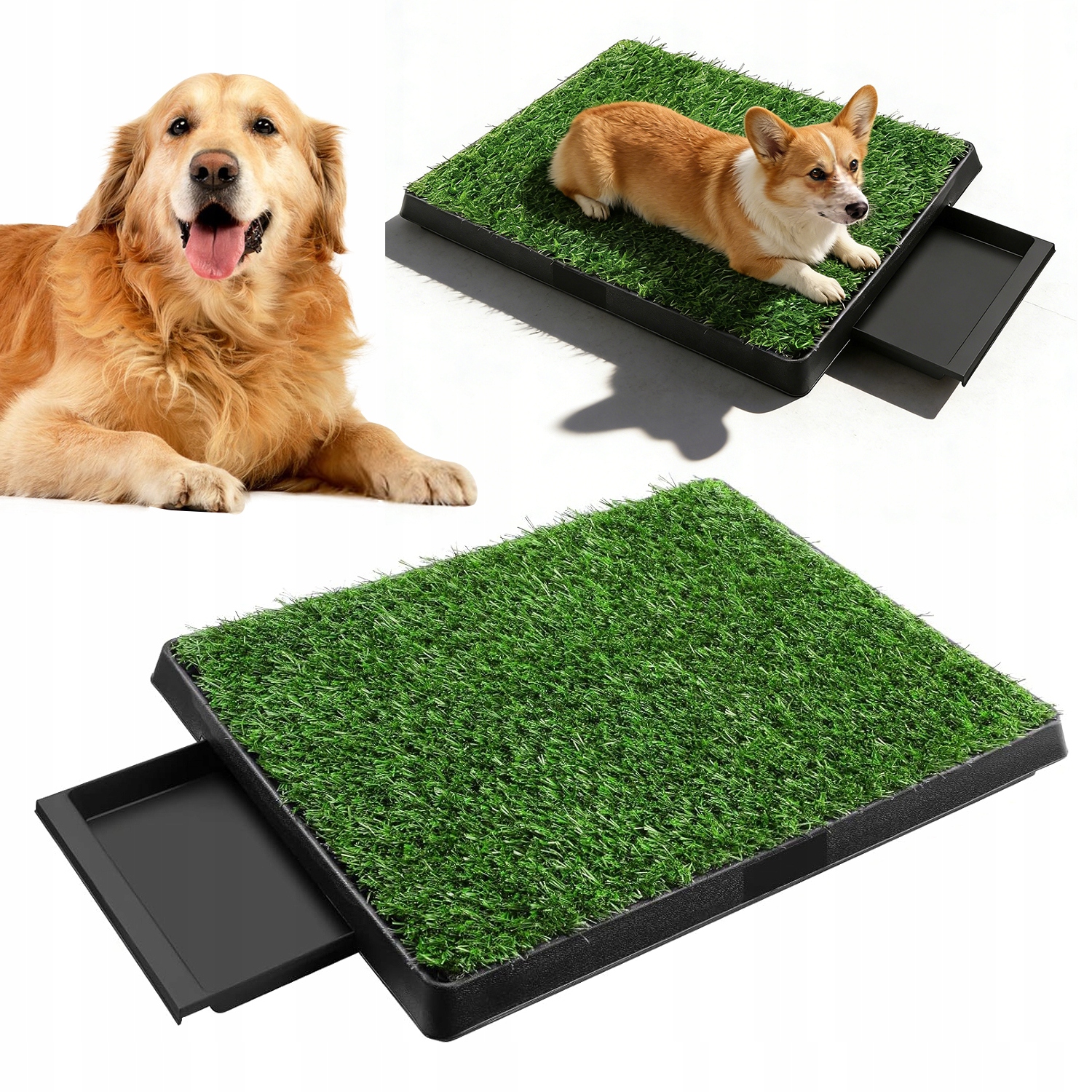 Levně Toalety Pro Psa 63 X 50 CM Se Dvěma Trávinkami Pro Balkony A Zahrady