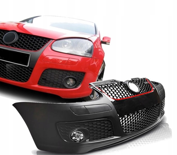 ZDERZAK PRZEDNI GTI LOOK + HALOGENY Do VW GOLF 5 OD 2003 DO 2009 ROKU Strona zabudowy przód