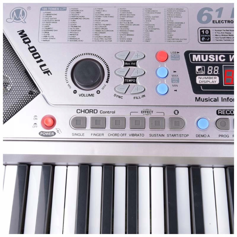 ZESTAW KEYBOARD ORGANY PIANINO DO NAUKI DLA DZIECI USB MP3 MIKROFON+ STATYW Liczba klawiszy 61