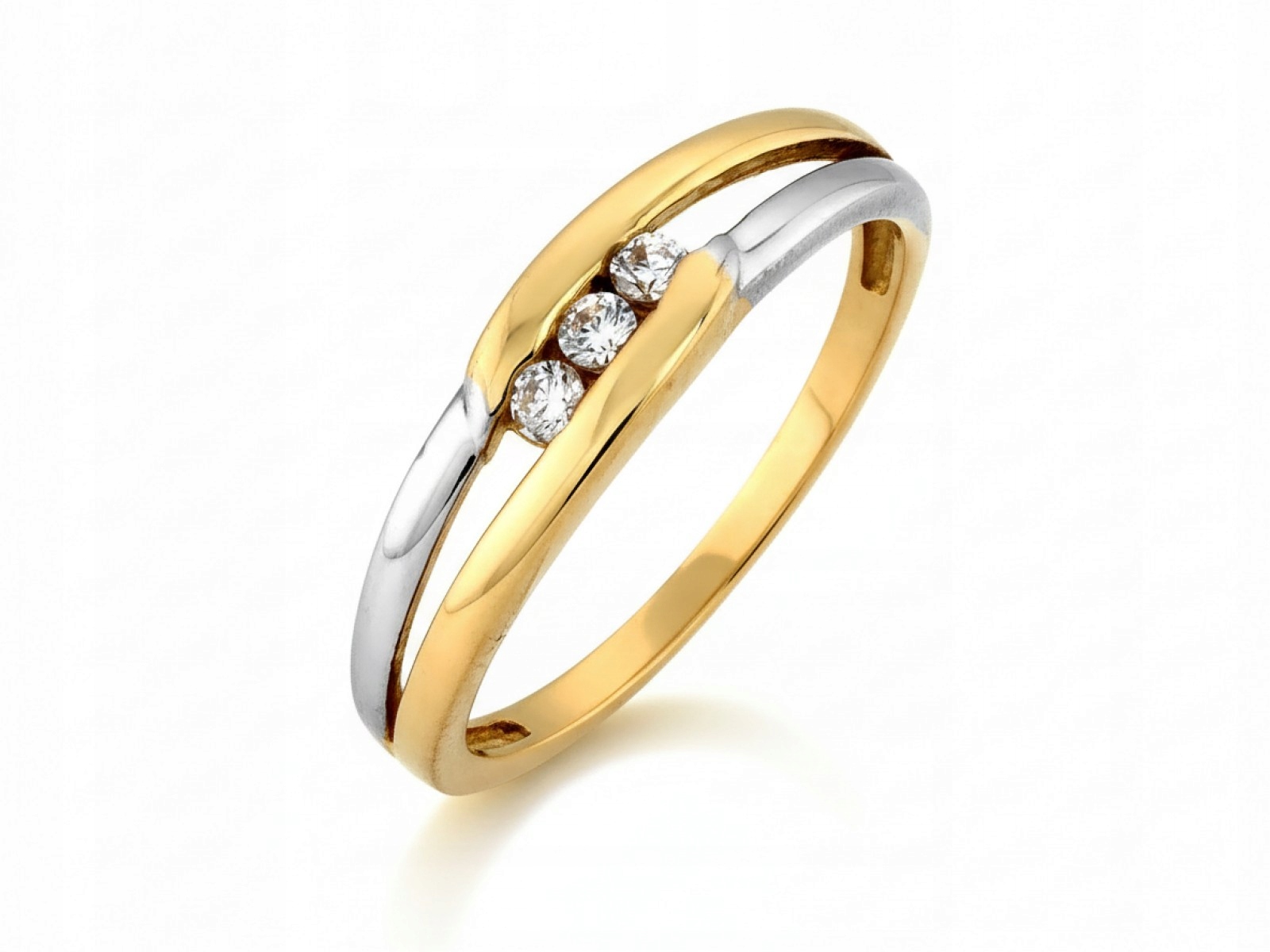 Zlatý prstýnek se zirkony 585 Bílé Zlato r12 ažurový vzor 2.01 g