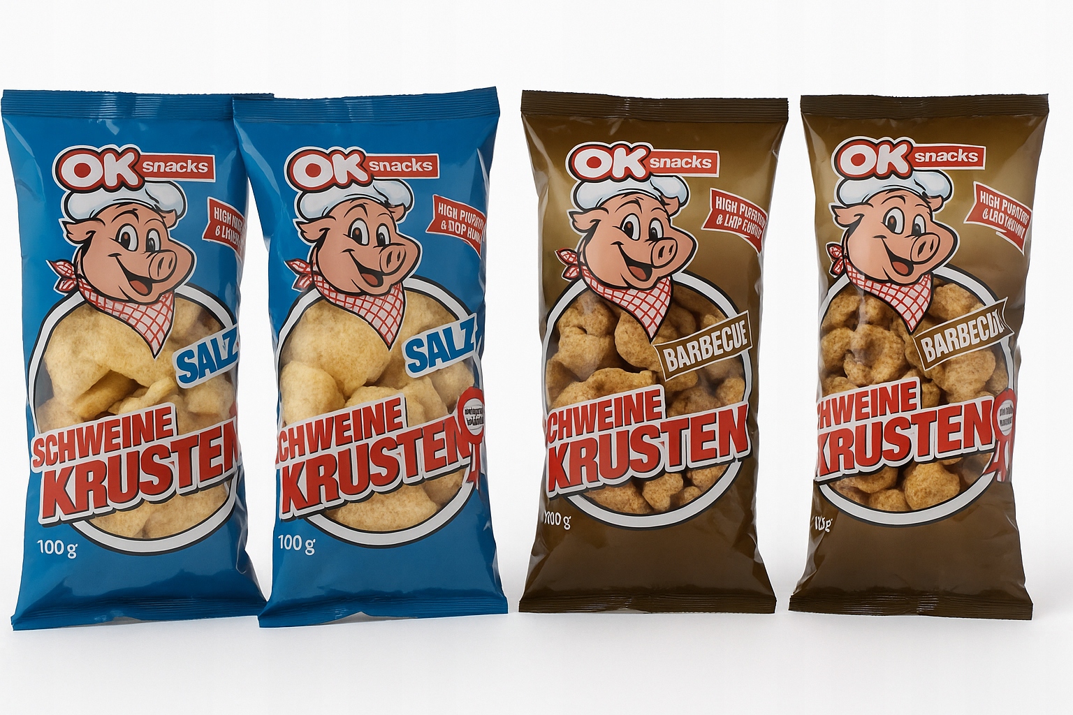 Levně Vepřové škvarky Keto Masové slupky Barbecue Bbq z Německa 4 ks