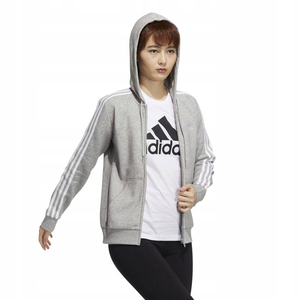 dámská bavlněná mikina na zip šedá Adidas W 3S Fl Fz Hd vel. L M