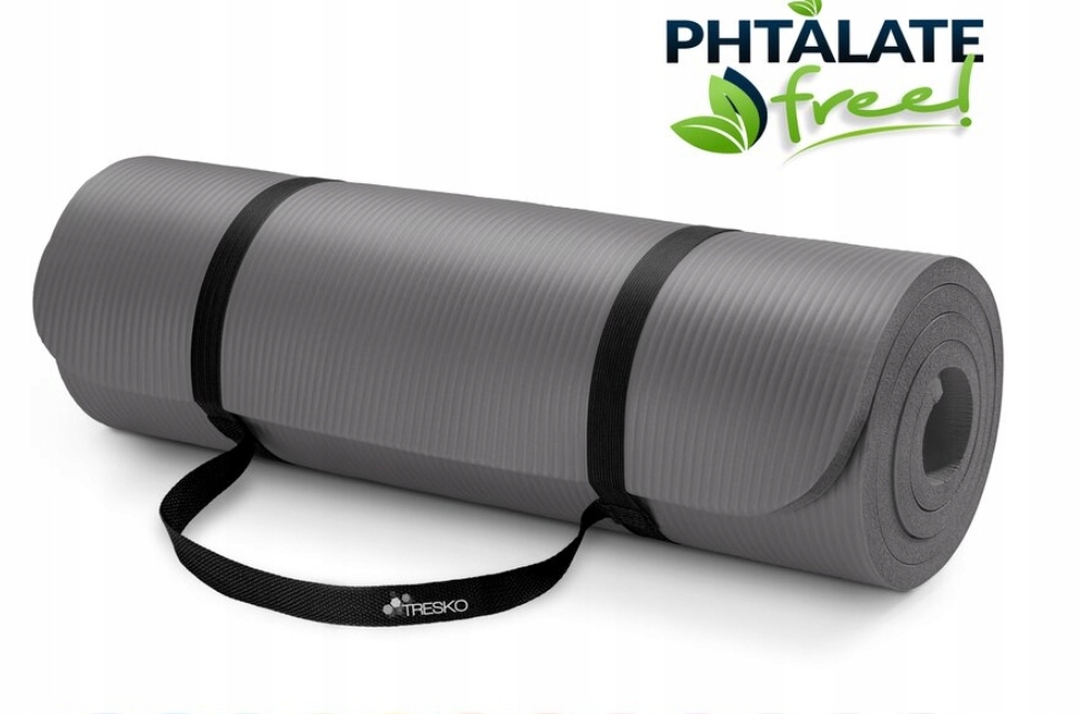 Mata do jogi Mata fitness Mata gimnastyczna Pilates szara 190x100x1,5cm