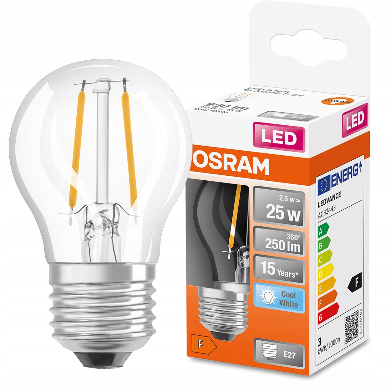 

Żarówka Led Mała Kulka E27 2,5W 25W 4000K Osram