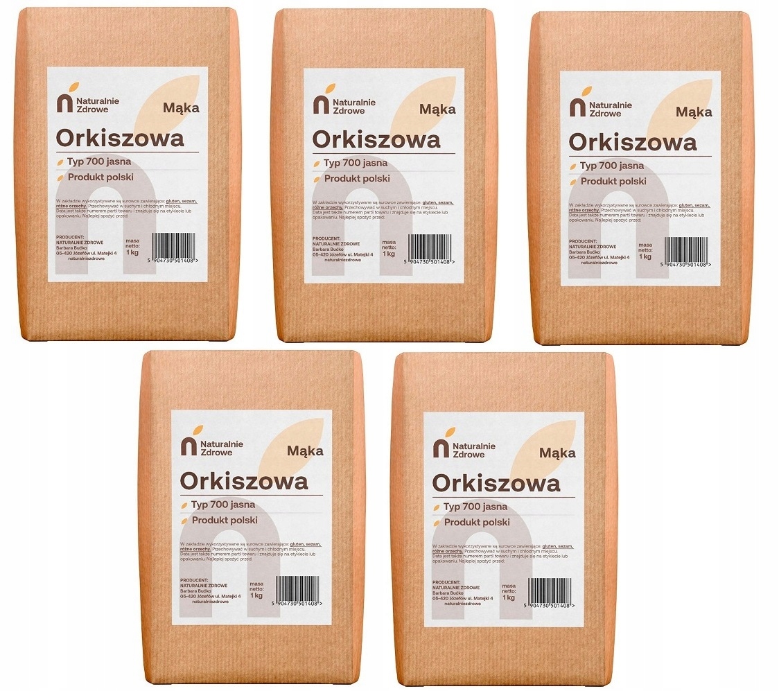 MĄKA ORKISZOWA JASNA TYP 700 NATURALNIE ZDROWE 5kg (5x1KG)