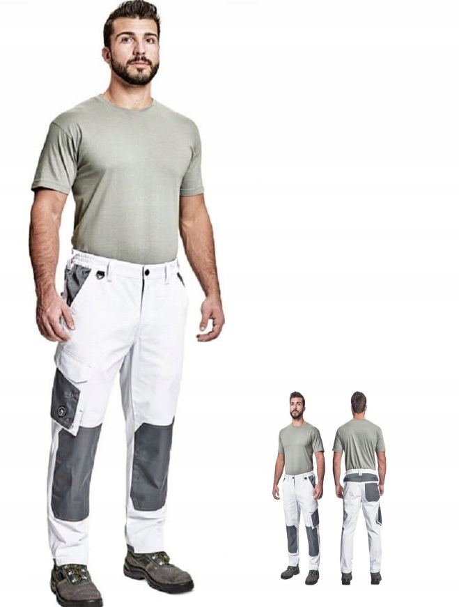 spodnie robocze męskie białe malarskie monterskie Cremorne Cerva r. 56