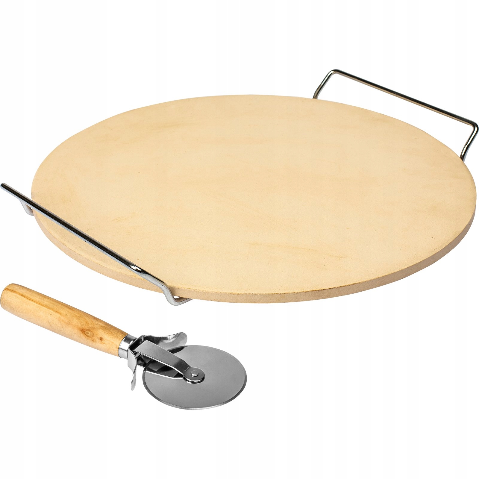 

Kamień do pizzy z uchwytem i nożykiem, okrągły33cm