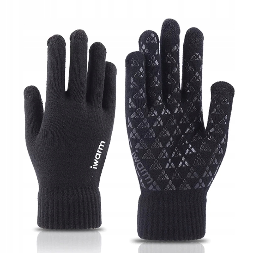 RĘKAWICZKI OCIEPLANE ZIMOWE TELEFON DOTYKOWE CZARN