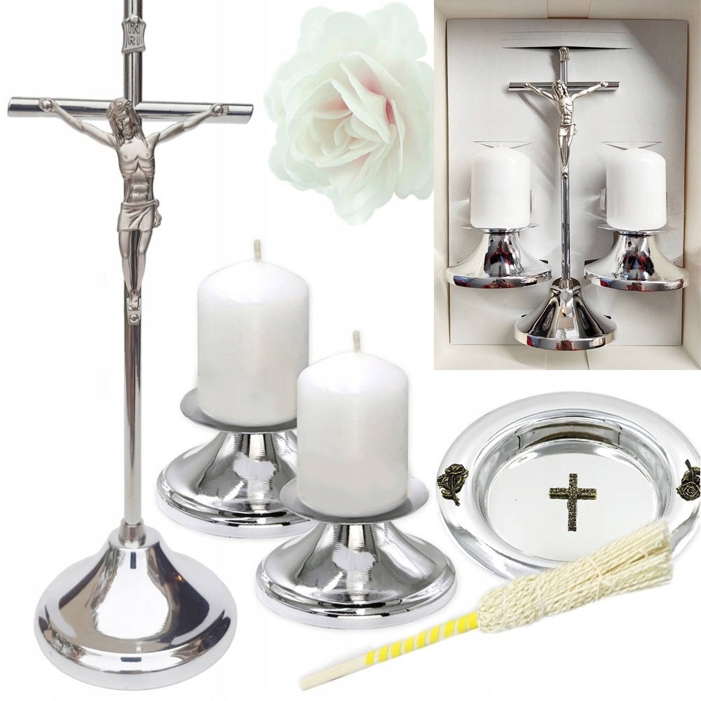 Velký Stříbrný Koledový Set Kříž Sada 18PO