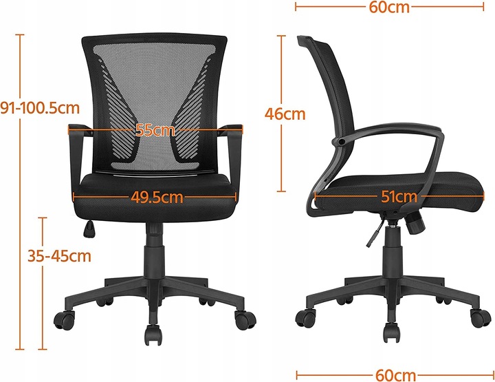 Czarne krzes o biurowe FOTEL BIUROWY Yaheetech Ergonomiczne 591680 Cena Opinie Pozosta e 14294223989 Allegro
