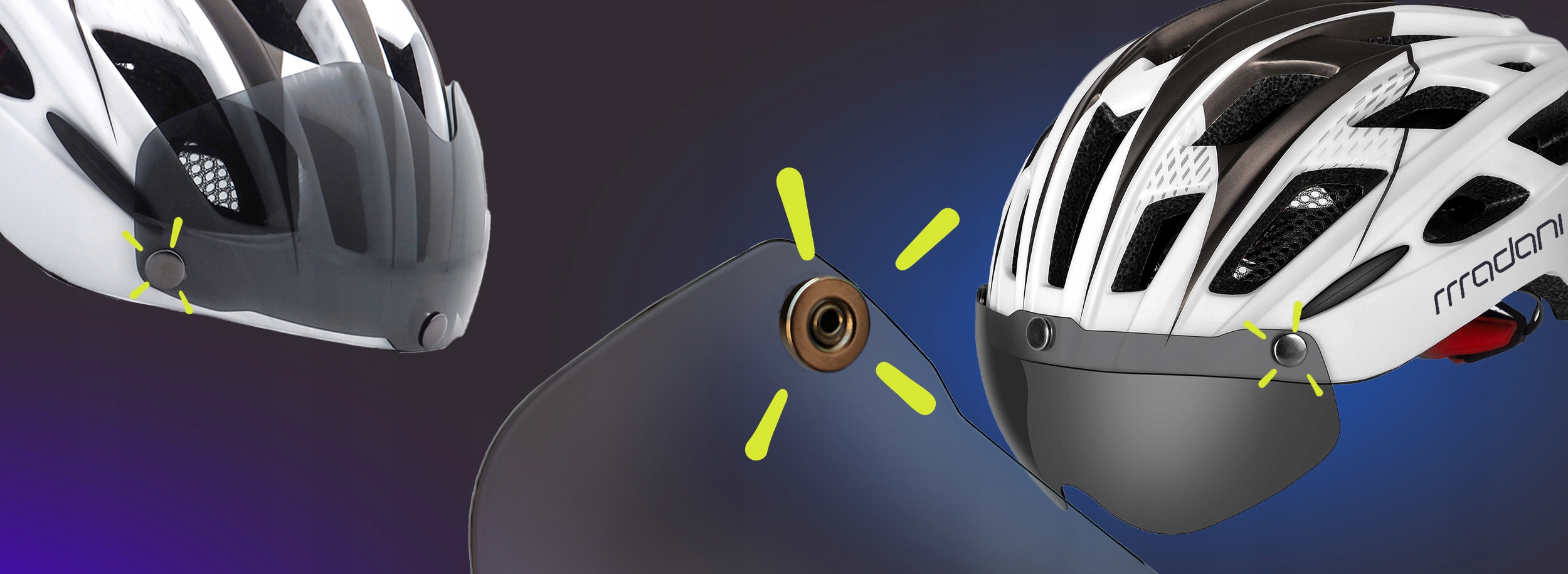 Kask rowerowy z szybą HT19 - madani Typ kasku MTB