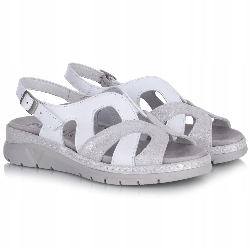 Dámské sandály Suave 710230-03 bílo-stříbrné Kůže VEL.36