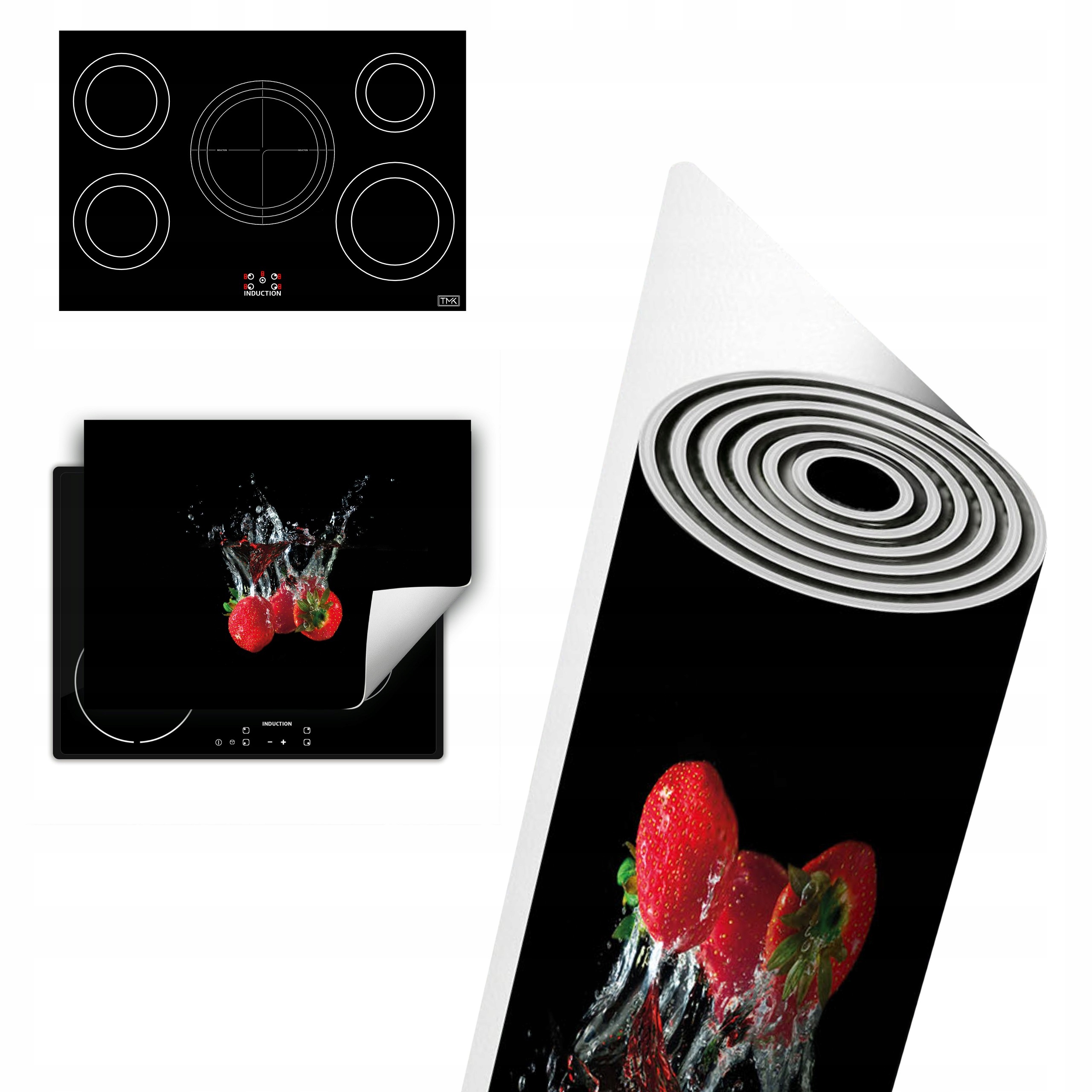 Vinylová Ochranná Deska Na Indukci 80x52 černá jahody