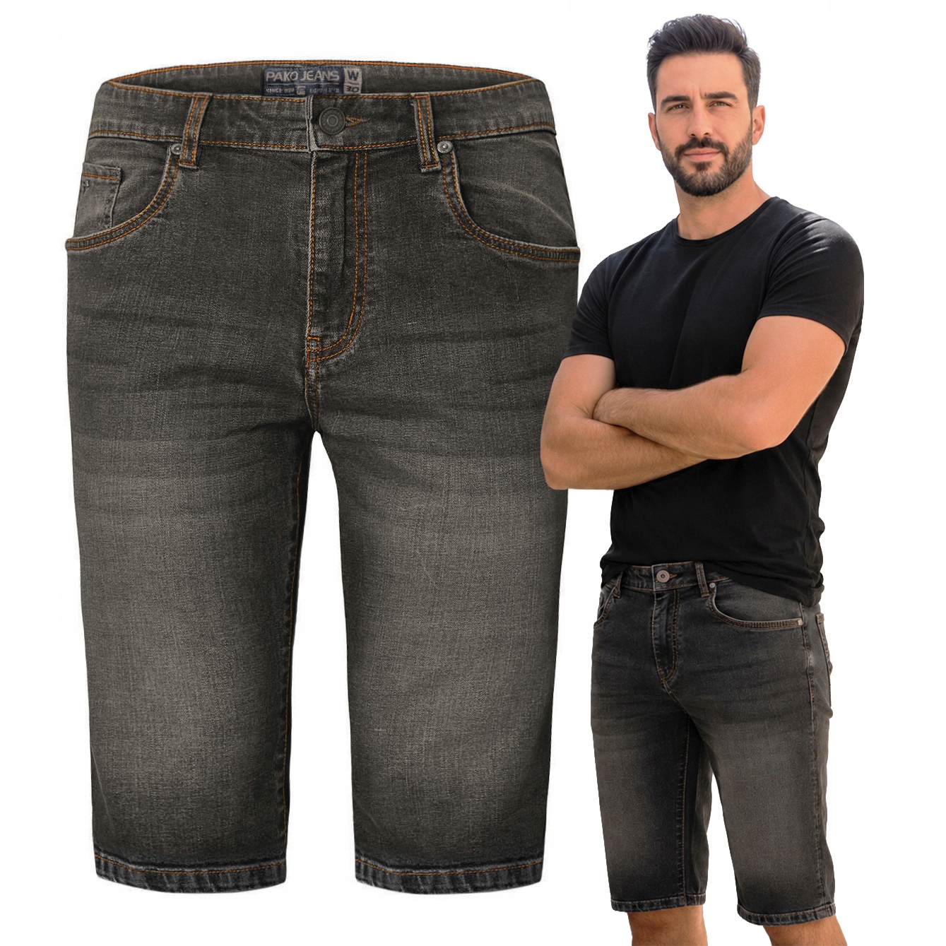 Kraťasy Denim Samot Šortky Černé Sprané 32 Pako Jeans