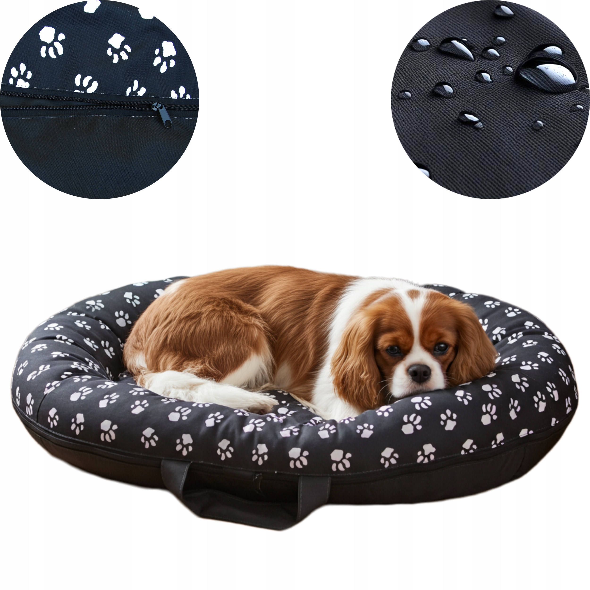 Pelíšek pro psa ponton tlapky Rozpínací gauč potah černá 90/60 R.2