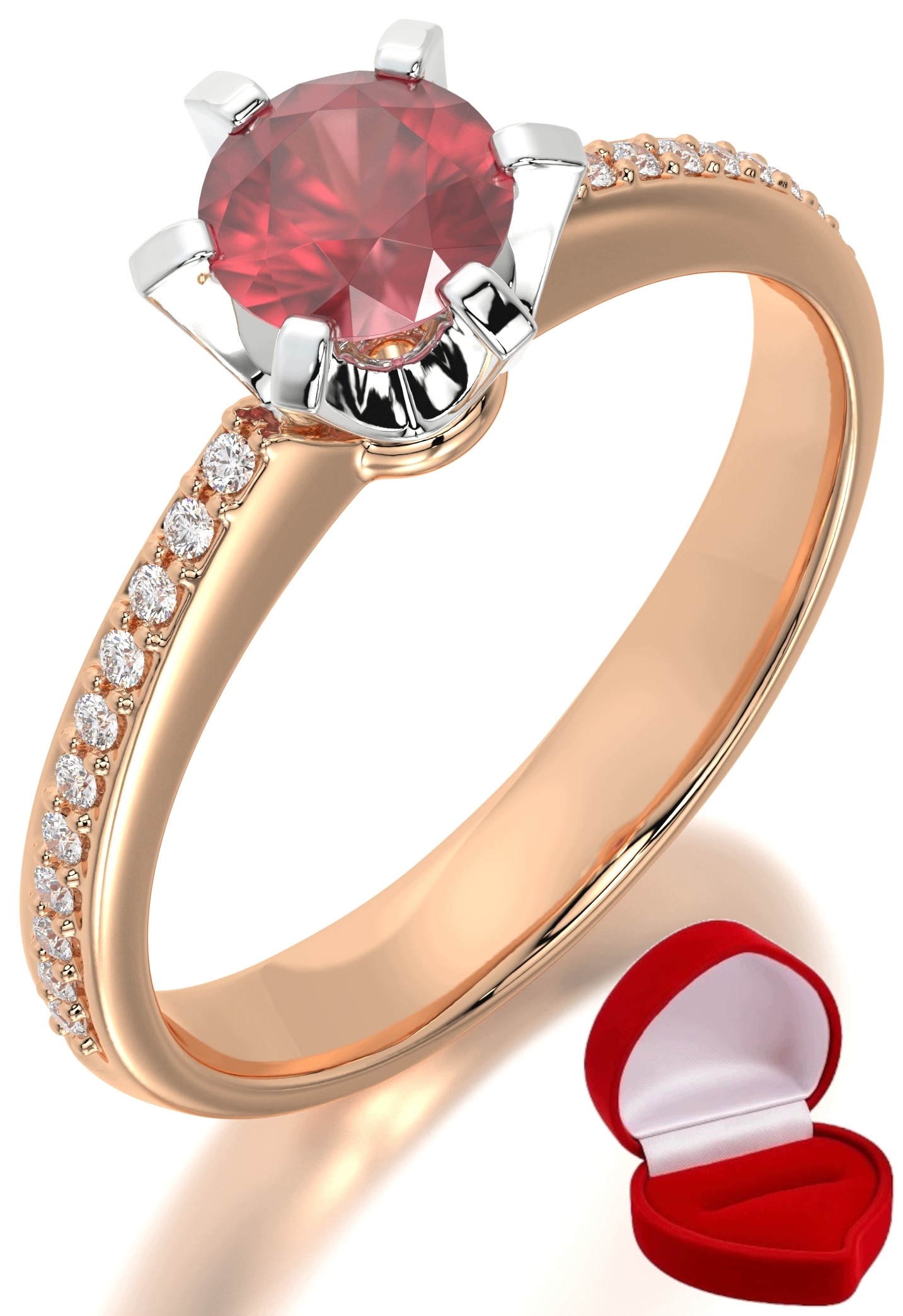 Zlatý Prstýnek 585 14k Rubín 0,50 ct Růžové Zlato R25