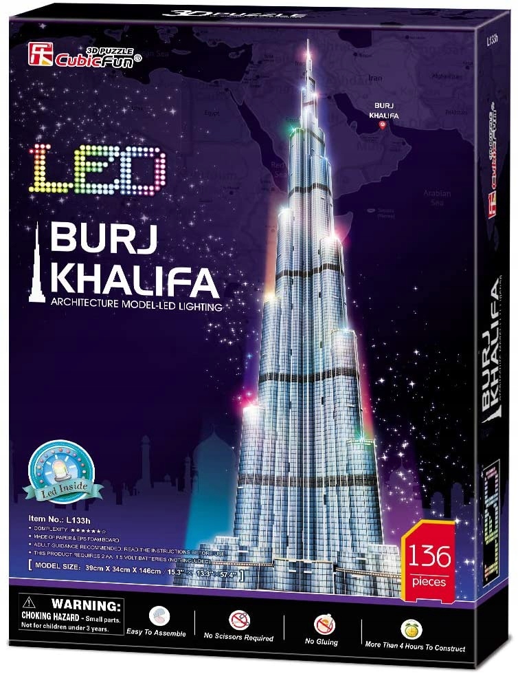 PUZZLE 3D LED Cubic Fun 136 el. BURJ KHALIFA Liczba elementów 136